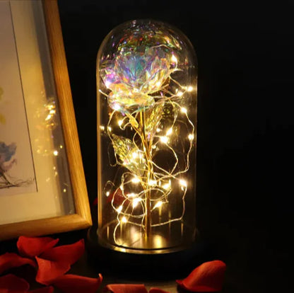 Glass Shade Rose Lamp