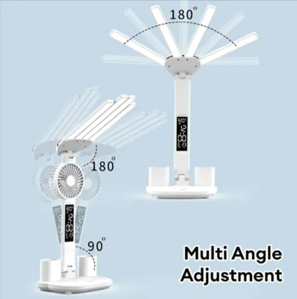 3-in-1 LED Desk Lamp with Fan & Clock