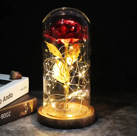 Glass Shade Rose Lamp