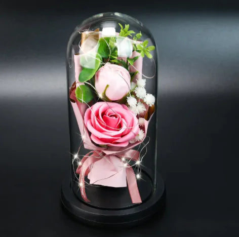 Glass Shade Rose Lamp